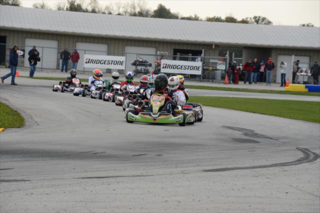 JR Hildbrand leads the field during a segment at the Dan Wheldon Pro-Am Karting Classic -- Photo by: Chris Owens