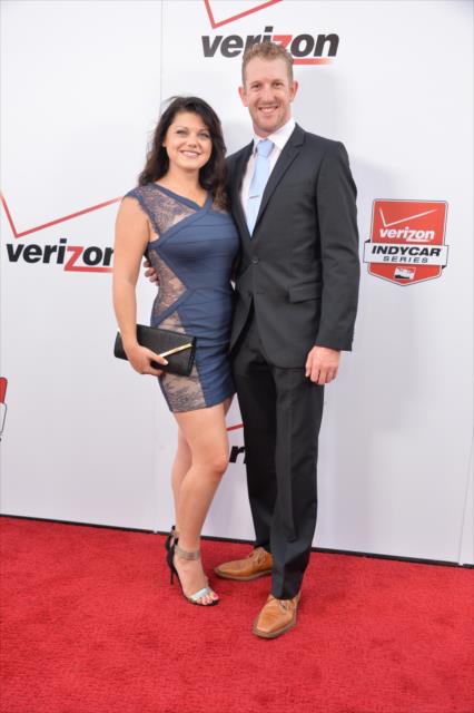 Charlie Kimball and his fiance Kathleen on the red carpet prior to the 2014 INDYCAR Championship Celebration