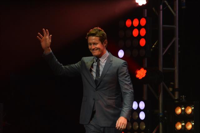 Scott Dixon is introduced to the crowd during the 2014 INDYCAR Championship Celebration -- Photo by: Chris Owens