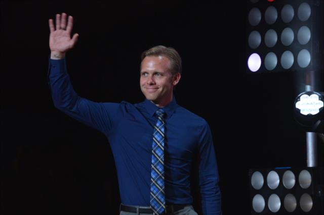 Ed Carpenter is introduced to the crowd during the 2014 INDYCAR Championship Celebration -- Photo by: Chris Owens