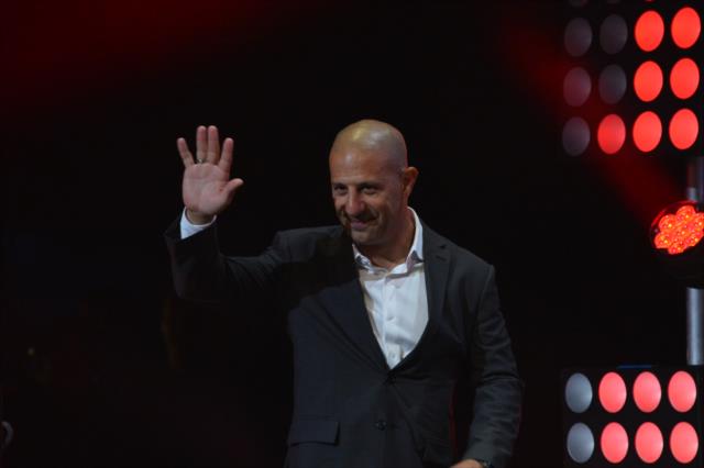 Tony Kanaan is introduced to the crowd during the 2014 INDYCAR Championship Celebration -- Photo by: Chris Owens