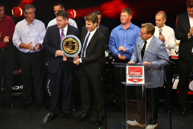 Will Power receives the 2014 Verizon P1 Award at the 2014 Championship Celebration -- Photo by: Chris Jones