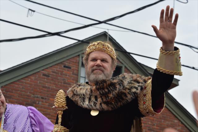 John C. Reilly rides as King of the Krewe of Bacchus Mardi Gras parade in New Orleans -- Photo by: Chris Owens