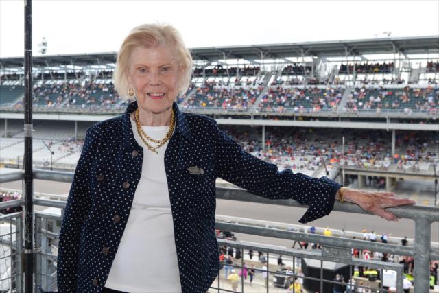 Alice Hanks, wife of the 1957 Indianapolis 500 winner Sam Hanks, visiting the Indianapolis Motor Speedway -- Photo by: James  Black