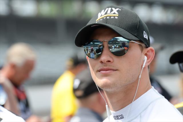 Sage Karam confident along pit lane prior to his qualification attempt for the 102nd Indianapolis 500 at the Indianapolis Motor Speedway -- Photo by: James  Black