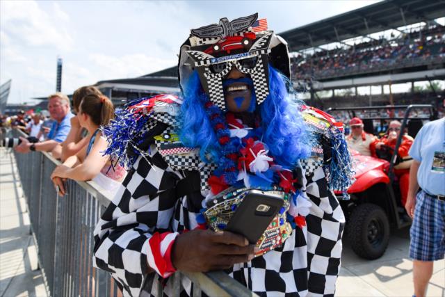 A superfan of the Indianapolis Motor Speedway ready for qualifications for the 102nd Indianapolis 500 at the Indianapolis Motor Speedway -- Photo by: James  Black