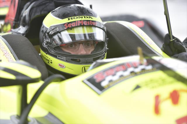 Simon Pagena stares down pit lane from his No. 18 Sealmaster Honda prior to qualifications for Race 2 of the Chevrolet Detroit Grand Prix at Belle Isle Park -- Photo by: Chris Owens