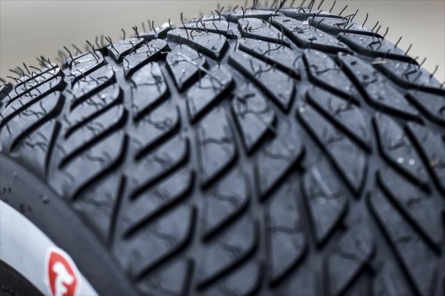 The new Firestone asymmetrical rain tire ready to do battle during qualifications for Race 2 of the Chevrolet Detroit Grand Prix at Belle Isle Park -- Photo by: Chris Owens