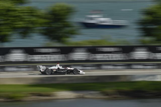 Josef Newgarden streaks down the backstretch during Race 2 of the Chevrolet Detroit Grand Prix at Belle Isle Park -- Photo by: Chris Owens
