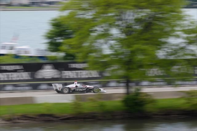 Josef Newgarden streaks down the backstretch during Race 2 of the Chevrolet Detroit Grand Prix at Belle Isle Park -- Photo by: James  Black