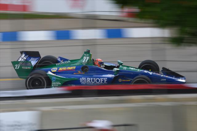 Alexander Rossi makes his exit of Turn 5 during Race 2 of the Chevrolet Detroit Grand Prix at Belle Isle Park -- Photo by: James  Black