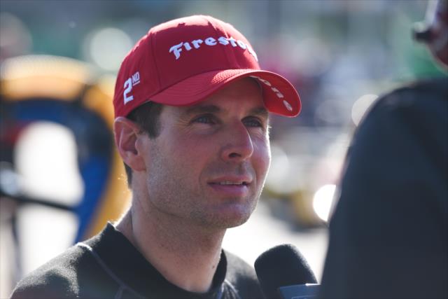 Will Power is interviewed by the media on pit lane after his 2nd Place finish in Race 2 of the Chevrolet Detroit Grand Prix at Belle Isle Park -- Photo by: James  Black