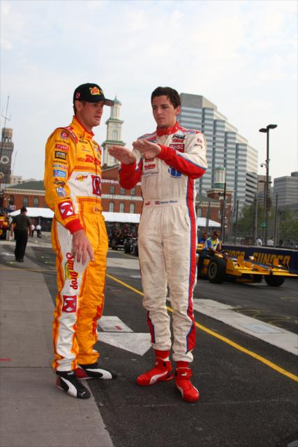 Ryan Hunter-Reay gives some advice to Stefan Wilson -- Photo by: Chris Jones