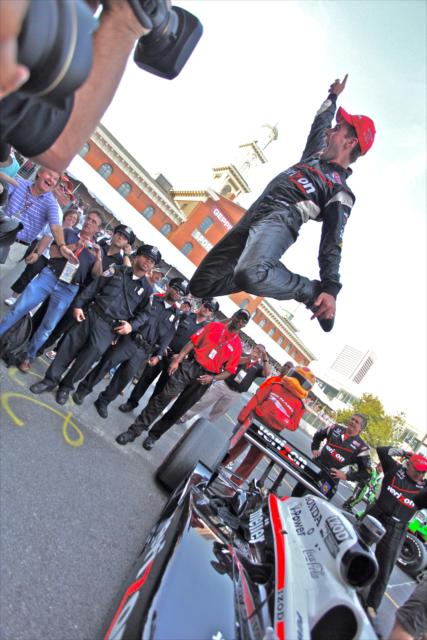 Will Power's signature move to celebrate victory -- Photo by: Shawn Gritzmacher