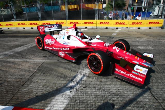 Marco Andretti makes his dive into Turn 1 during the Grand Prix of Baltimore -- Photo by: Bret Kelley