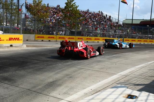 Simon Pagenaud and Scott Dixon exit Turn 1 and head toward the hairpin during the Grand Prix of Baltimore -- Photo by: Bret Kelley