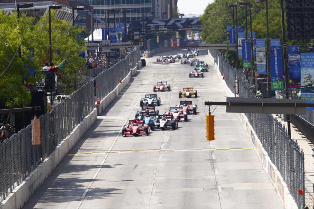 The green flag flies for the start of the 2013 Grand Prix of Baltimore -- Photo by: Bret Kelley