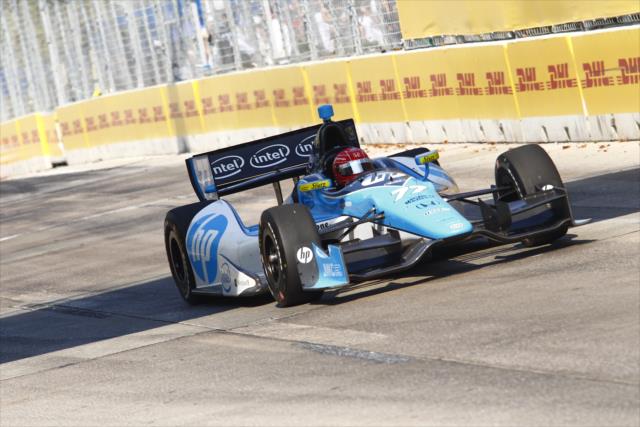 Simon Pagenaud goes under the Turn 2 bridge during the Grand Prix of Baltimore -- Photo by: Bret Kelley