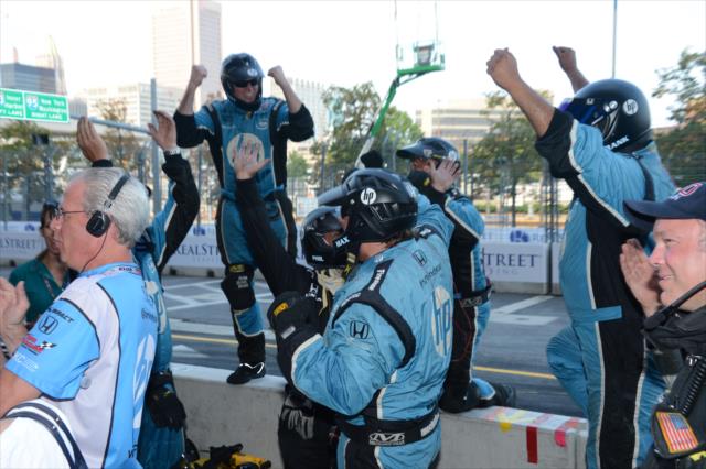 The Schmidt Hamilton Motorsports team celebrate their victory in the 2013 Grand Prix of Baltimore -- Photo by: Chris Owens