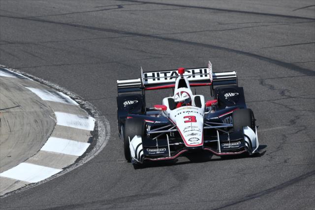 Helio Castroneves navigates the Turn 8-9 Esses during the open test at Barber Motorsports Park -- Photo by: Chris Jones