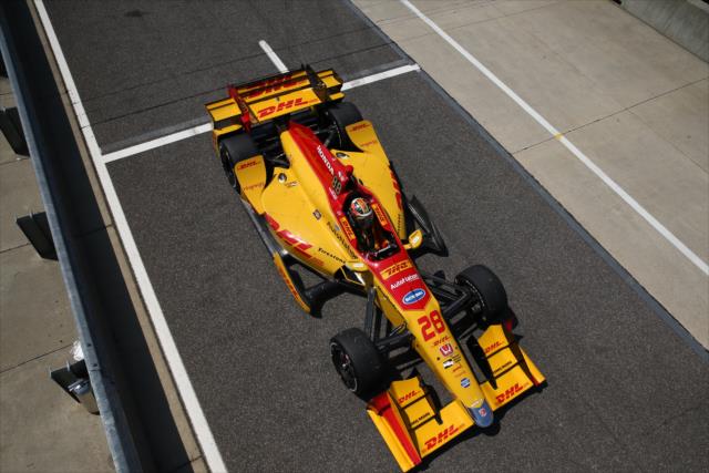 Ryan Hunter-Reay rolls down pit lane during the open test at Barber Motorsports Park -- Photo by: Chris Jones