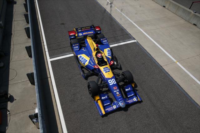 Alexander Rossi rolls down pit lane during the open test at Barber Motorsports Park -- Photo by: Chris Jones