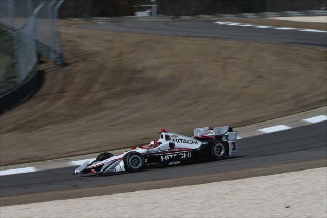 Helio Castroneves rolls through Turn 9 during the open test at Barber Motorsports Park -- Photo by: Chris Jones