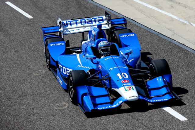 Tony Kanaan rolls down pit lane during the open test at Barber Motorsports Park -- Photo by: Chris Jones