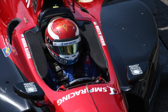 Mikhail Aleshin rolls down pit lane during the open test at Barber Motorsports Park -- Photo by: Chris Jones
