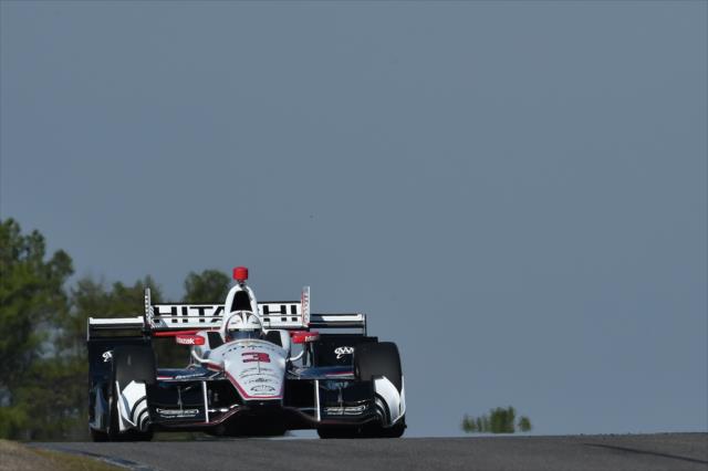 Helio Castroneves sets up for Turn 5 during the open test at Barber Motorsports Park -- Photo by: Chris Owens