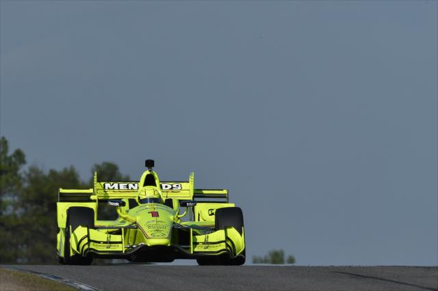 Simon Pagenaud sets up for Turn 5 during the open test at Barber Motorsports Park -- Photo by: Chris Owens