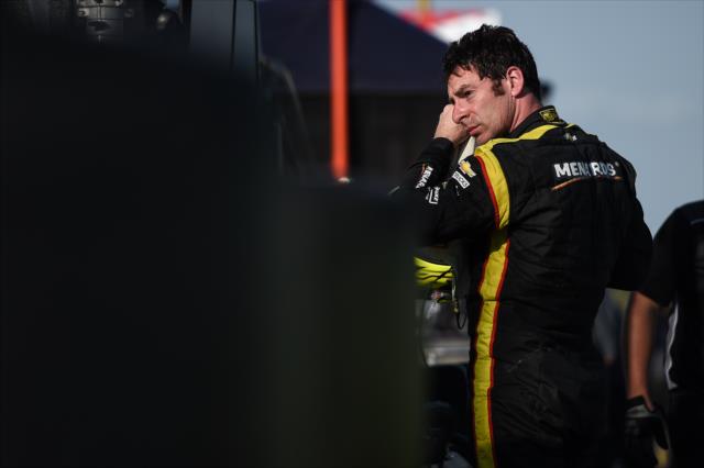 Simon Pagenaud begins to relax on pit lane following the open test at Barber Motorsports Park -- Photo by: Chris Owens