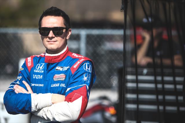Mikhail Aleshin getting ready to be on track during the open testing at Barber Motorsports Park. -- Photo by: Joe Skibinski