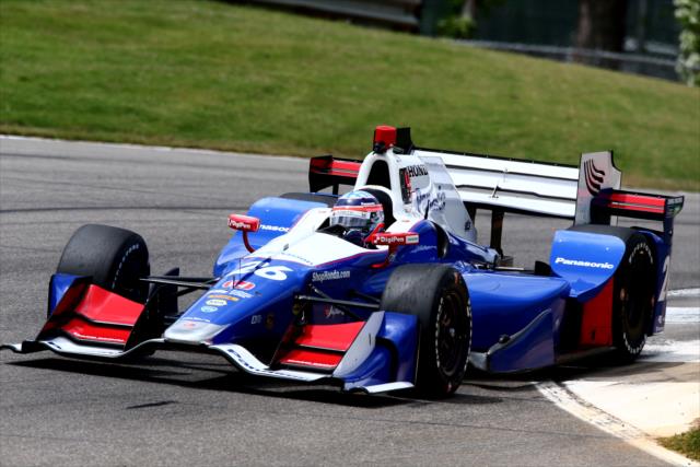 Takuma Sato enters the Turn 8-9 Esses during practice for the Honda Indy Grand Prix of Alabama at Barber Motorsports Park -- Photo by: Bret Kelley