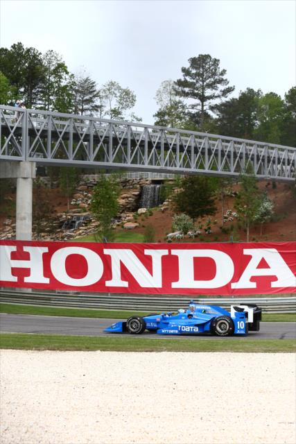 Tony Kanaan rolls under the bridge at Turn 9 during practice for the Honda Indy Grand Prix of Alabama at Barber Motorsports Park -- Photo by: Bret Kelley