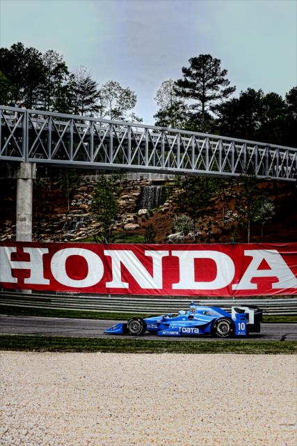Tony Kanaan rolls under the Turn 9 bridge during practice for the Honda Indy Grand Prix of Alabama at Barber Motorsports Park -- Photo by: Bret Kelley