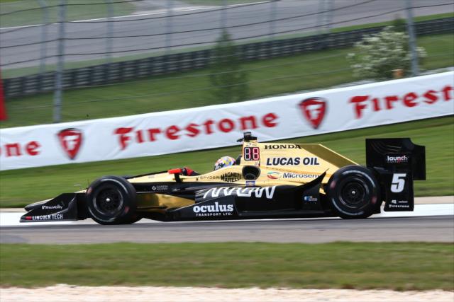 James Hinchcliffe rolls through the Turn 8-9 Esses during practice for the Honda Indy Grand Prix of Alabama at Barber Motorsports Park -- Photo by: Bret Kelley