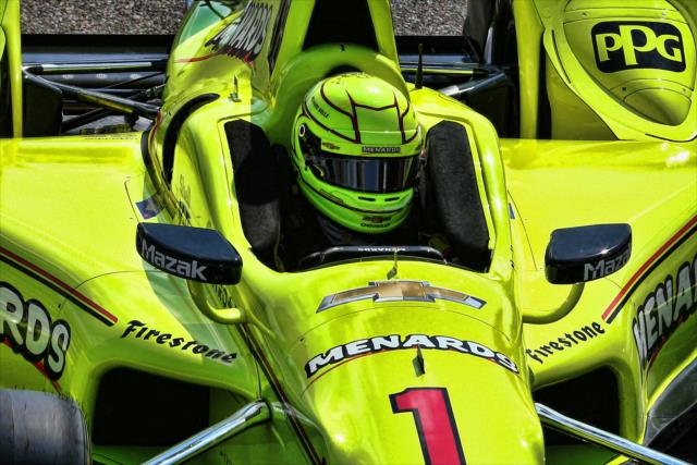 Simon Pagenaud rolls down pit lane to start qualifications for the Honda Indy Grand Prix of Alabama -- Photo by: Bret Kelley