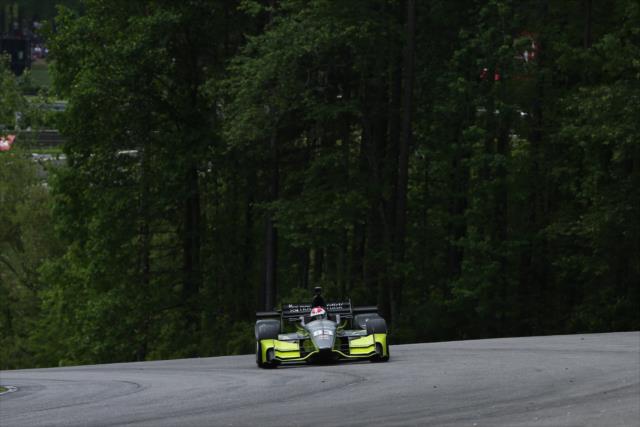 Charlie Kimball starts his entrance into Turn 2 during practice for the Honda Indy Grand Prix of Alabama at Barber Motorsports Park -- Photo by: Chris Jones