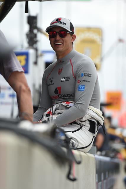 Graham Rahal waits along pit lane prior to qualifications for the Honda Indy Grand Prix of Alabama -- Photo by: Christopher Owens