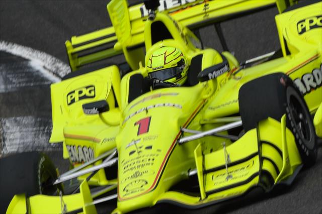 Simon Pagenaud navigates the Turn 8-9 Esses section during qualifications for the Honda Indy Grand Prix of Alabama -- Photo by: Christopher Owens
