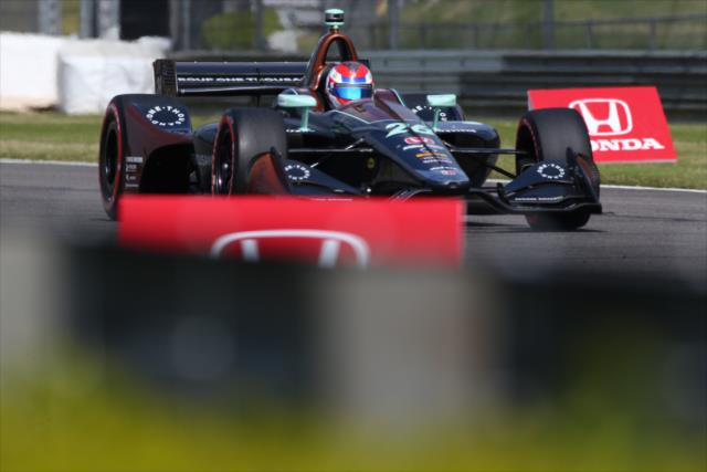 Zach Veach streaks toward Turn 5 during practice for the Honda Indy Grand Prix of Alabama -- Photo by: Bret Kelley