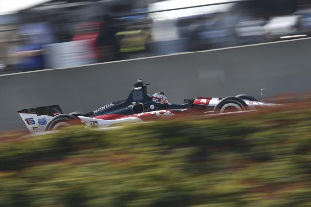 Graham Rahal races down the frontstretch during practice for the Honda Indy Grand Prix of Alabama -- Photo by: Chris Owens