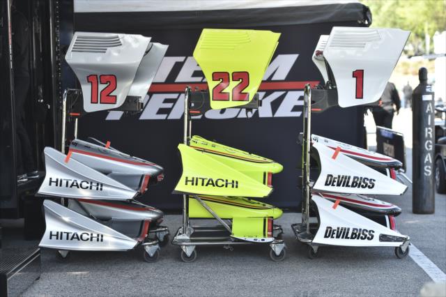 Front and rear wings at the ready for Team Penske during qualifications for the Honda Indy Grand Prix of Alabama -- Photo by: Chris Owens