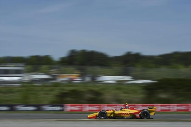 Ryan Hunter-Reay races toward Turn 12 during qualifications for the Honda Indy Grand Prix of Alabama -- Photo by: Chris Owens