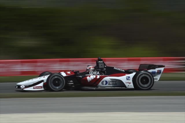 Graham Rahal races toward Turn 12 during qualifications for the Honda Indy Grand Prix of Alabama -- Photo by: Chris Owens