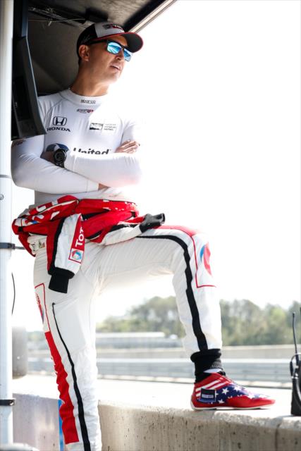 Graham Rahal looks down pit lane prior to practice for the Honda Indy Grand Prix of Alabama -- Photo by: Joe Skibinski