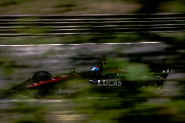 Robert Wickens sails out of Turn 3 during practice for the Honda Indy Grand Prix of Alabama -- Photo by: Joe Skibinski