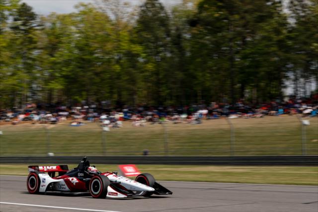 Graham Rahal races toward Turn 12 during practice for the Honda Indy Grand Prix of Alabama -- Photo by: Joe Skibinski