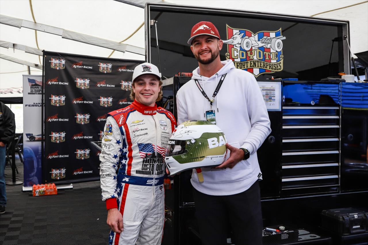 Santino Ferrucci with A.J. McCarron - Children's of Alabama Indy Grand Prix - By: Aaron Skillman -- Photo by: Aaron Skillman